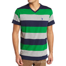 T-shirt Outwear de algodão personalizado Stripe CVC Men